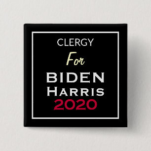 Badge Carré 5 Cm CLERGY FOR BIDEN HARRIS Black Red White Carré