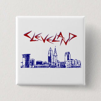 Badge Carré 5 Cm Cleveland Skyline