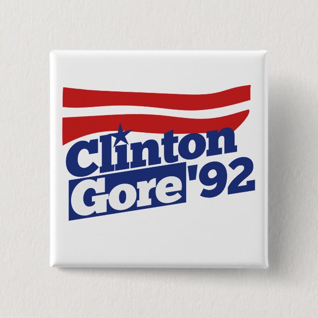 Badge Carré 5 Cm Clinton Gore 92 retro 90s bill clinton al gore (Devant)