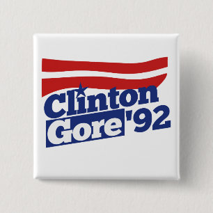 Badge Carré 5 Cm Clinton Gore 92 retro 90s bill clinton al gore