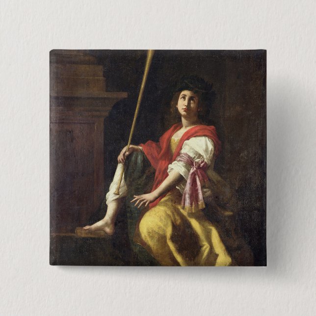 Badge Carré 5 Cm Clio, Muse de l'histoire, 1624 (Devant)