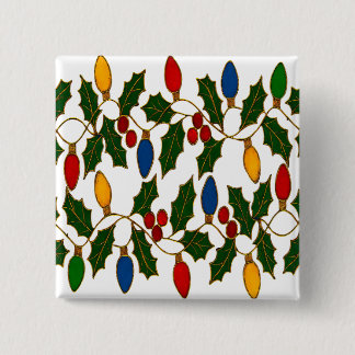 Badge Carré 5 Cm Cloisonne Art Christmas Lights and Holly