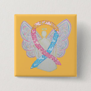 Badge Carré 5 Cm Clouds rose, jaune et bleu CDH Angel Pin