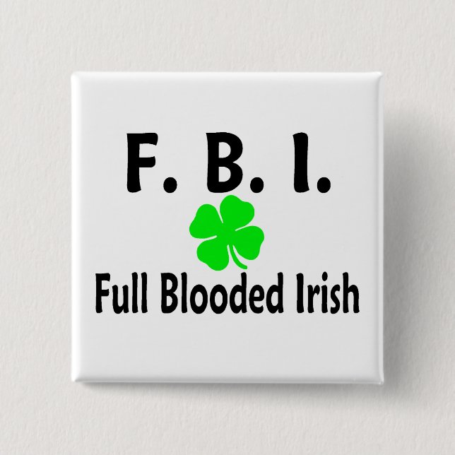 Badge Carré 5 Cm Clover irlandais au sang complet du FBI (Devant)
