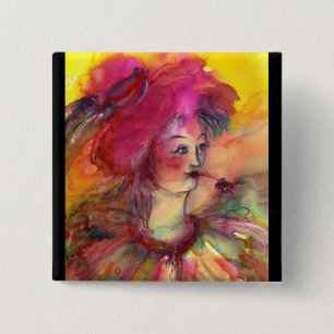 BADGE CARRÉ 5 CM CLOWN PINKY