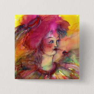 BADGE CARRÉ 5 CM CLOWN PINKY