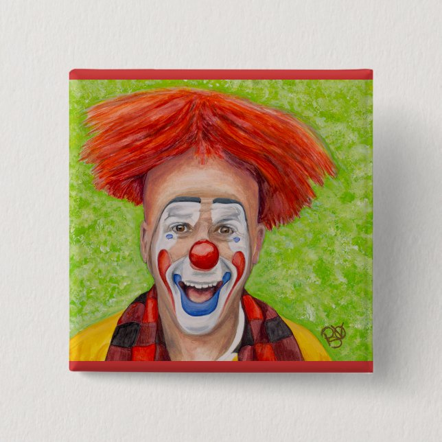 Badge Carré 5 Cm Clown Steven Daniel Copeland (Devant)