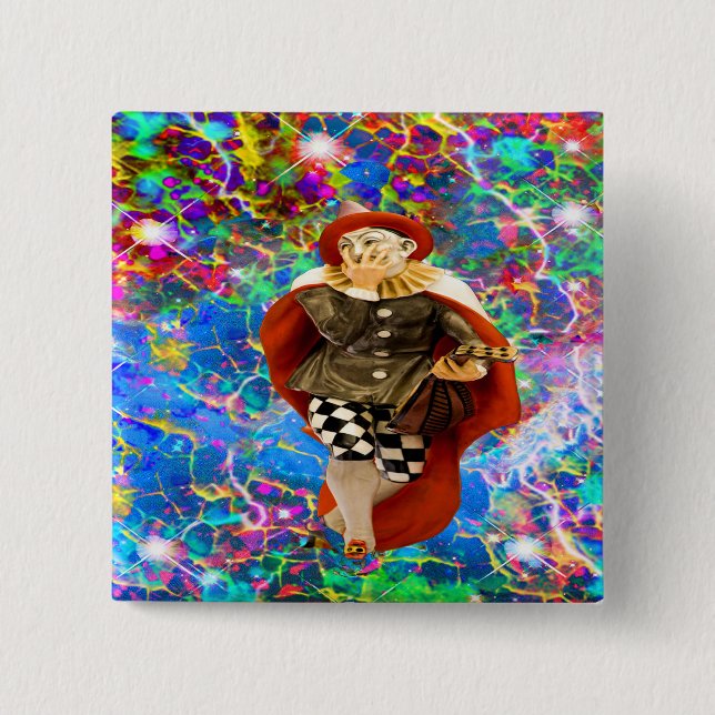 Badge Carré 5 Cm Clown Troubadour (Devant)
