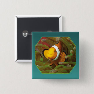 Badge Carré 5 Cm Clownfish in green anemone. Photographic Design | 