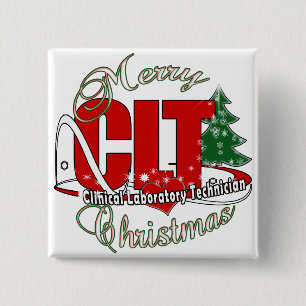 Badge Carré 5 Cm CLT CHRISTMAS Technicien de laboratoire clinique