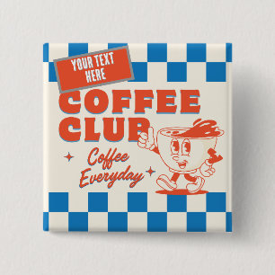 Badge Carré 5 Cm Club Café dessin animé – Amoureux du café adorable