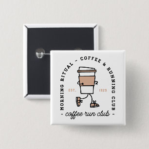 Badge Carré 5 Cm Club de course au café humour amateur de course es
