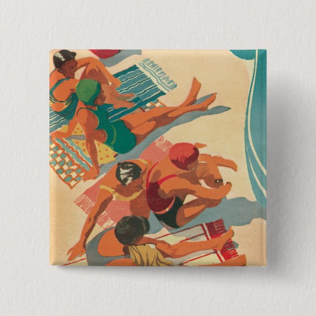 Badge Carré 5 Cm Club de plage de paradis (Devant)