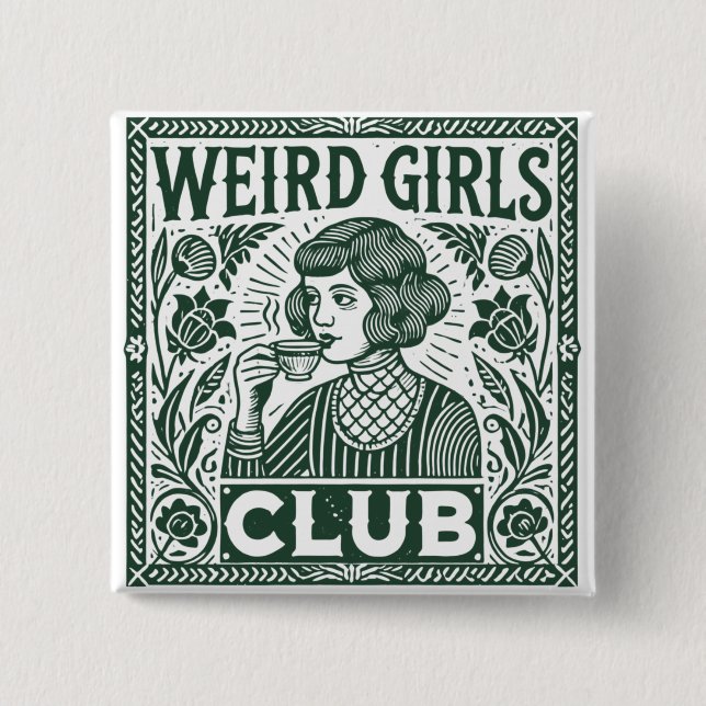 Badge Carré 5 Cm Club des filles étranges (Devant)