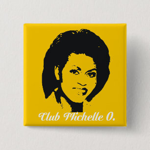 Badge Carré 5 Cm Club Michelle O. Button, jaune de maïs