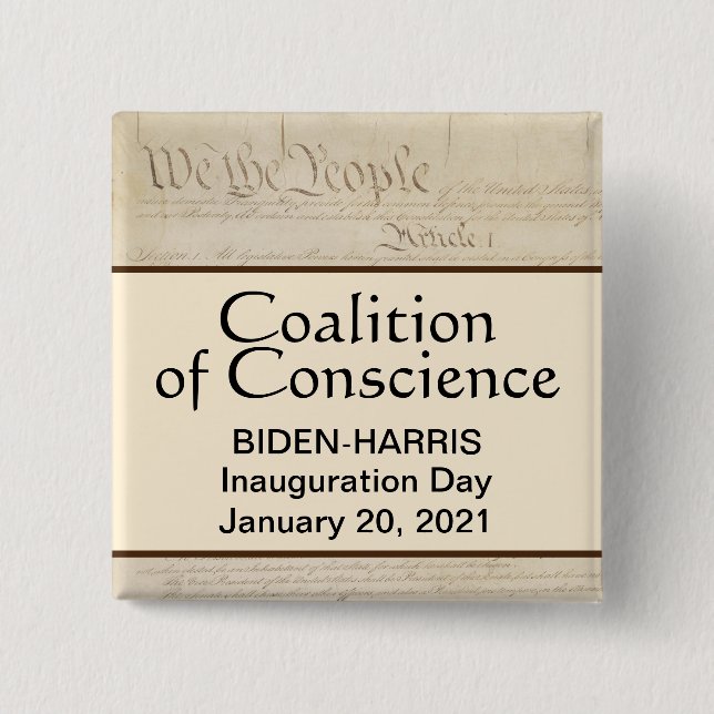 Badge Carré 5 Cm Coalition pour la conscience Nous le peuple Kamala (Devant)