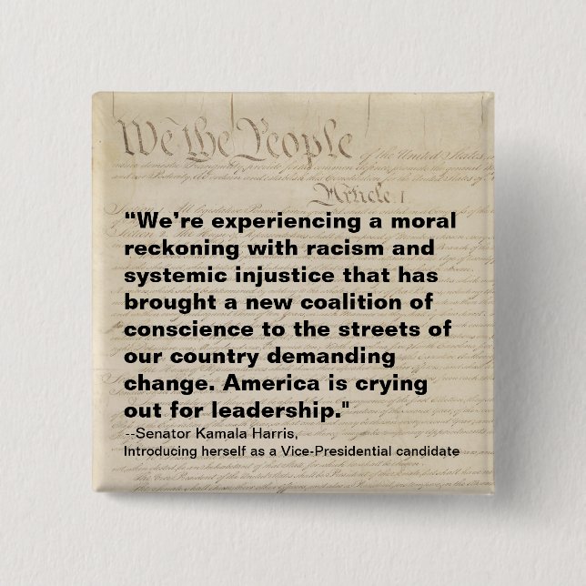 Badge Carré 5 Cm Coalition pour la conscience Nous le peuple Kamala (Devant)