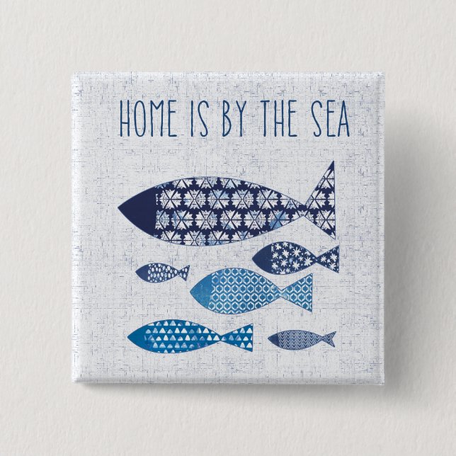 Badge Carré 5 Cm Coastal | Home is By the Sea (Devant)