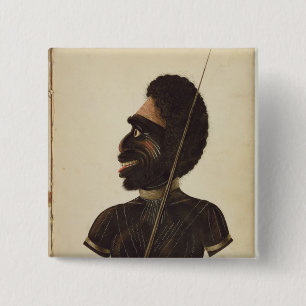 Badge Carré 5 Cm Cobbawn Wogi, chef indigène de port Stephen