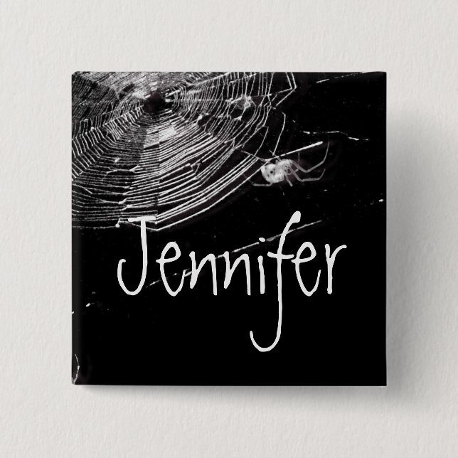 Badge Carré 5 Cm Cobwebs et araignées blanches (Devant)