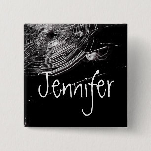 Badge Carré 5 Cm Cobwebs et araignées blanches