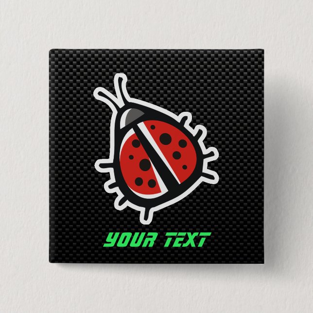 Badge Carré 5 Cm Coccinelle mignonne ; Lisse (Devant)