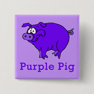 Badge Carré 5 Cm Cochon pourpre sur le vêtement, les grenouilles, l