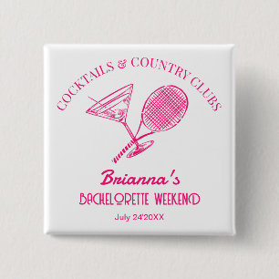 Badge Carré 5 Cm Cocktails et country clubs tennis Bachelorette