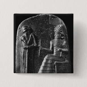 Badge Carré 5 Cm Code de Hammurabi, dessus du stele