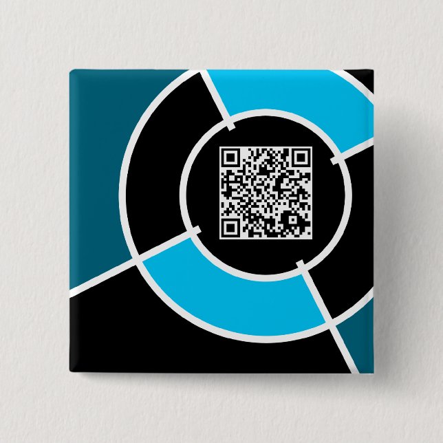 Badge Carré 5 Cm code QR aqua bullseye (Devant)