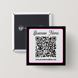 Badge Carré 5 Cm Code QR avec écriture cursive script