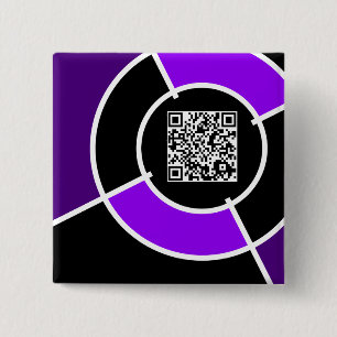 Badge Carré 5 Cm code QR du bullseye mauve