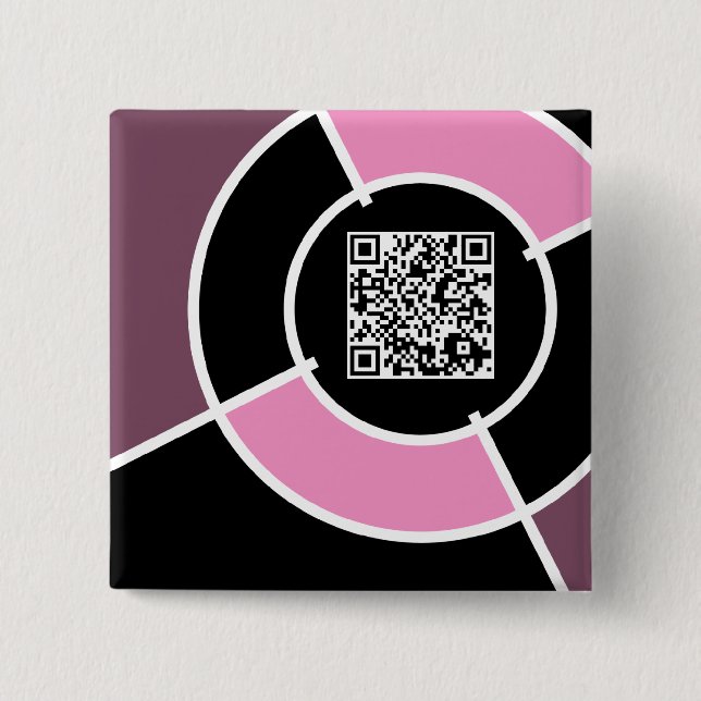 Badge Carré 5 Cm code QR du bullseye rose (Devant)