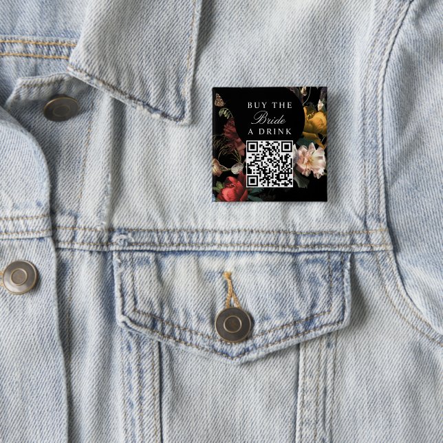 Badge Carré 5 Cm Code QR Enterrement de Vie de Jeune Fille 'Offrez  (En situation)