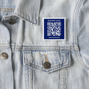 Badge Carré 5 Cm Code QR (généré instantanément) modifiable   Bleu 