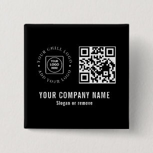 Badge Carré 5 Cm Code QR Logo de Société Personnalisé Design Minima