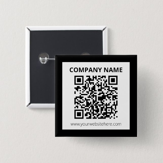 Badge Carré 5 Cm Code QR modifiable et conception simple personnali (Devant & derrière)