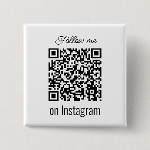 Badge Carré 5 Cm Code QR personnalisé Suivez-moi Bouton médias soci