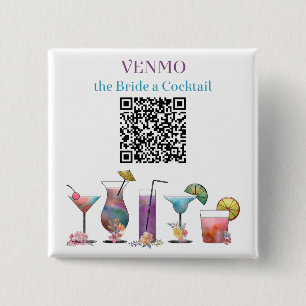 Badge Carré 5 Cm Code QR personnalisé VENMO pour offrir un cocktail