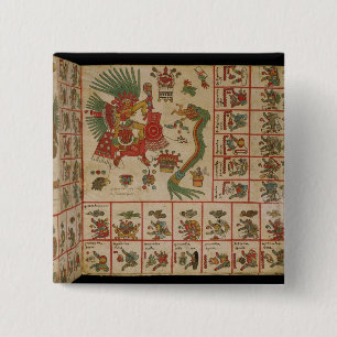Badge Carré 5 Cm Codex aztèque Borbonicus