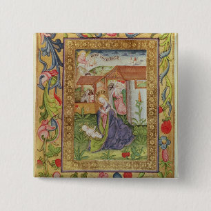 Badge Carré 5 Cm Codex Ser nov. 2599 F. 39v la naissance du Christ