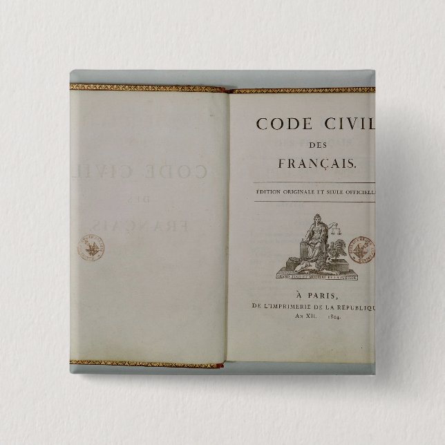 Badge Carré 5 Cm Codez civil, ouvert au titlepage, 1804 (Devant)