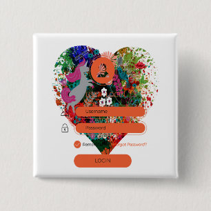 Badge Carré 5 Cm Coeur avec connexion