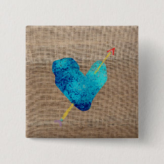 Badge Carré 5 Cm Cœur bleu avec art de flèche 2020