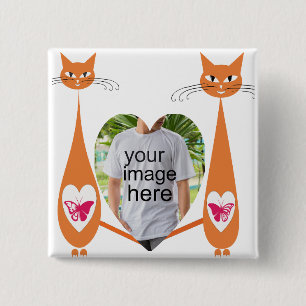 Badge Carré 5 Cm Coeur d'amour de chat modifiable - Conception de t