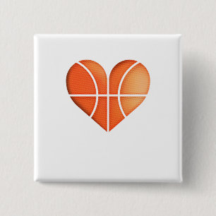 Badge Carré 5 Cm Coeur de basket amusant pour la Saint-Valentin