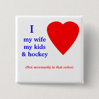 Badge Carré 5 Cm Coeur de l'hockey I mon épouse