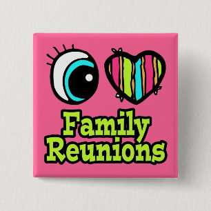 Badge Carré 5 Cm Coeur des yeux lumineux J'aime les réunions de fam