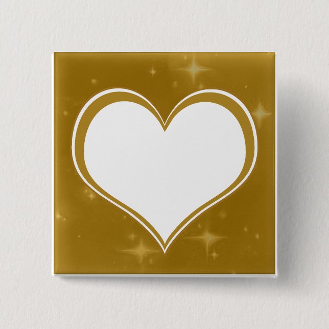 Badge Carré 5 Cm Coeur d'or personnalisé (Devant)