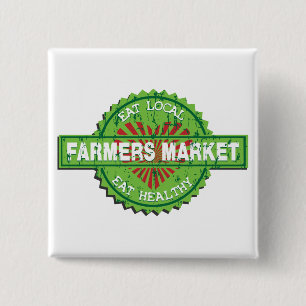 Badge Carré 5 Cm Coeur du marché d'agriculteurs